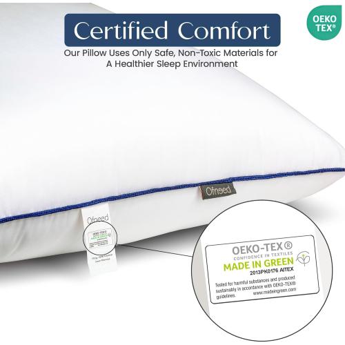 Pacific Coast Queen Size Set of 2 Bed Pillows for Sleeping - Microfiber Cover Pillows for Bed with Down Alternative - Queen Pillows 2 Pack for Back, Stomach and Side Sleepers - 20x 28 (Dark Blue)