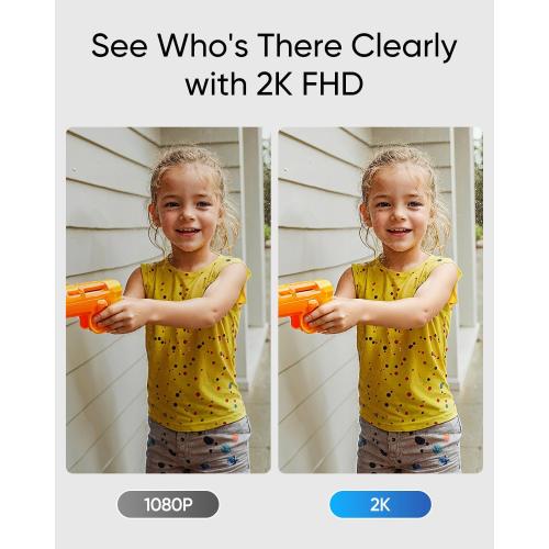 Black eufy Security Video Doorbell Camera C31, 2K FHD Battery or Hardwire Powered(16~24V), Easy to Install, Quick-Release Battery, Live Video Call, 24/7 Recording(Wired), Human & Motion Detection