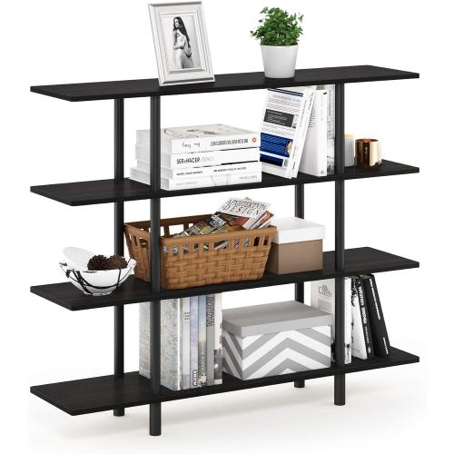 Furinno Turn-N-Tube 4-Tier Wide Display Shelf, Espresso/Black