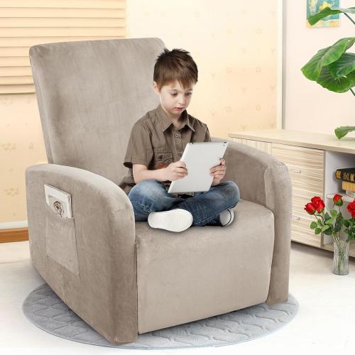 ZNSAYOTX 2026 Velvet Small Recliner Cover 3-Piece, Luxury Plush Recliner Chair Covers with Elastic Band & Ties Stay in Place, Stretch Reclining Slipcover for Lazy Boy Soft Washable (Khaki)