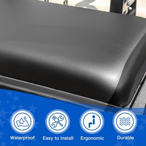 NOKINS Golf Cart Rear Seat Replacement Cushion, Universal Back Seat Cushions for Yamaha/EZGO TXT/RXV/Club Car Precedent/DS, Waterproof Vinyl Leather & Memory Foam, Black