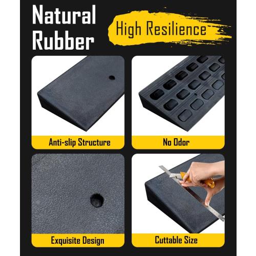 1.5'' Rise Rubber Threshold Ramp - 2204 LBS Capacity, Non-Slip, Cuttable & Adjustable - Handicap Ramp for Wheelchair Scooter Stroller - Driveway Curb Ramps for Doorways 1.5 Rise (39.3x4.7)