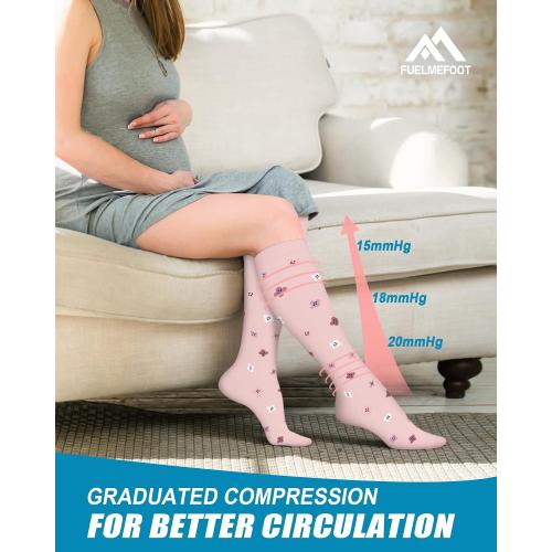 6 Pairs Compression Socks for Women & Men 15-20mmHg Graduated Support Knee High Socks for Nurses, Travel, Athletic