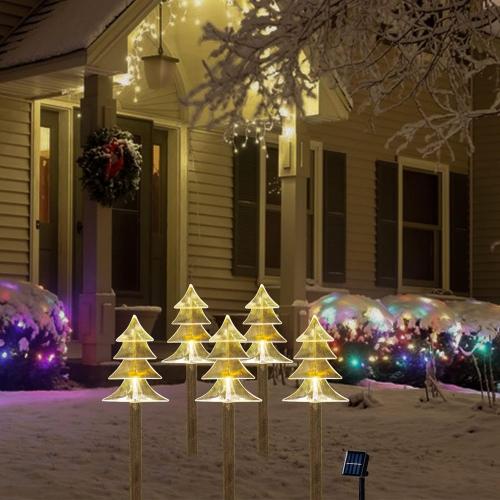 5 Pack Christmas Solar Pathway Lights, Solar Tree Lights Outdoor | Solar Powered, Waterproof, Pathway Use, Christmas Decor, Outdoor Landscape