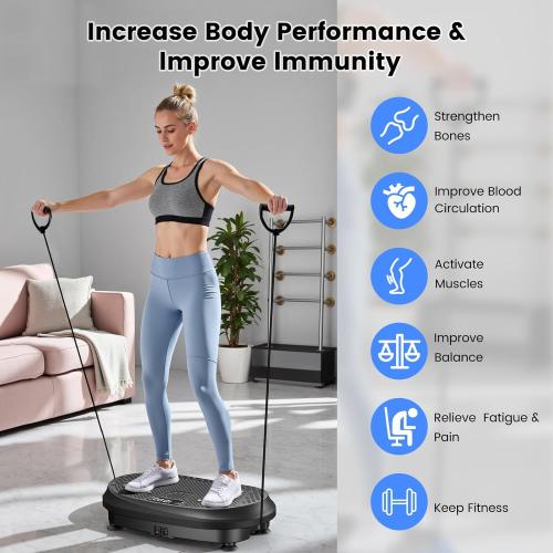 Vibration Plate Exercise Machine, Vibrating Fitness Platform for Lymphatic Drainage, 450 lbs Capacity Full Body Shaker Workout Equipment, Bluetooth Shaping Vibrate Plate, Board Sport for Home Exercise