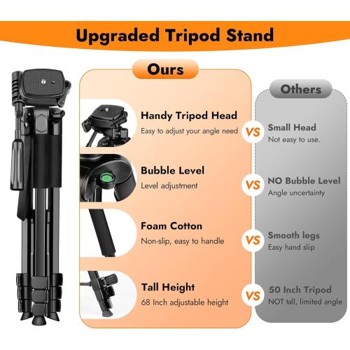 JOILCAN Phone Tripod Stand - 67 Aluminum Extendable Tripod with Remote, Portable Tripods for iPhone Photos Selfie & Video, Compatible with iPhone DSLR Camera Projector
