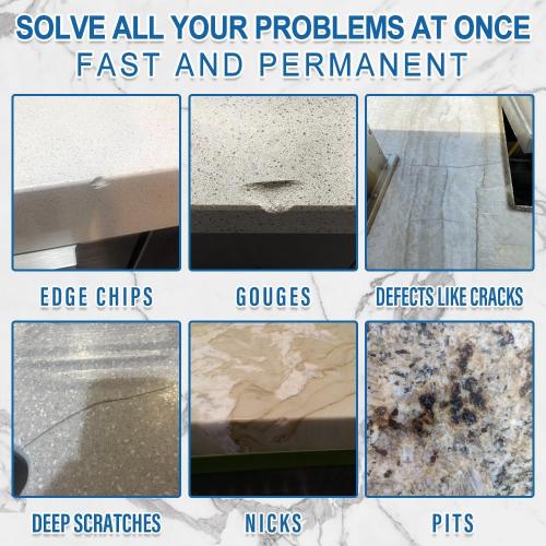 Quartz Countertop Repair Kit(White), Quick-Drying Quartz Chip Repair Kit for Edge Chips, Cracks, Scratches and Holes on Quartz, Marble, Granite, Porcelain and Other Stone Surfaces