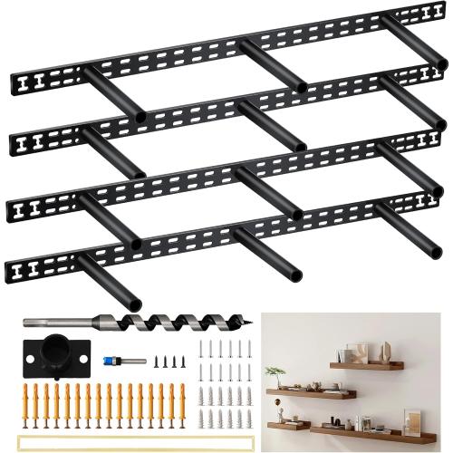 34 in Floating Shelf Bracket 34x8 Hidden Floating Shelf Bracket, 4 Pcs Thickened Solid Steel Wall Mount Brackets 3-Year Service