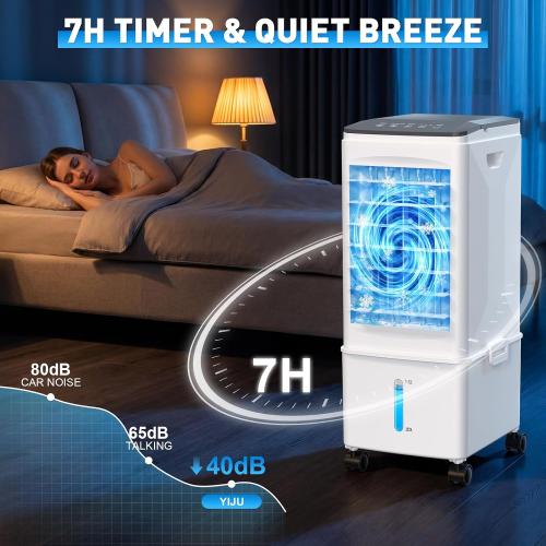 Portable Air Conditioners, 2.5 Gal Evaporative Cooling Fans that Blow Cold Air, 3 Speed Portable AC Unit, Quiet Swamp Cooler w/Timer & Remote, Windowless Air Conditioner for Bedroom Office Garage