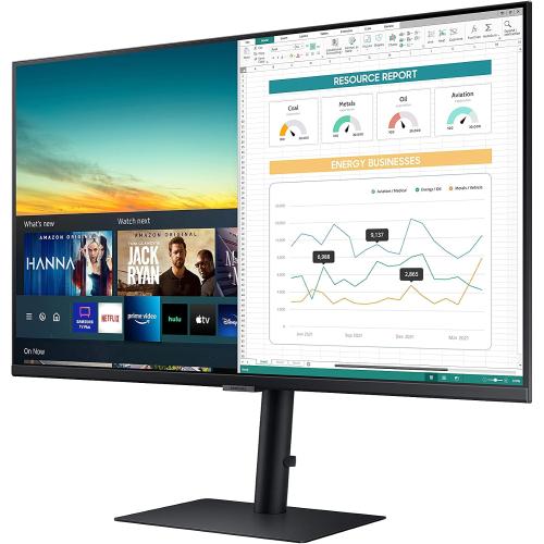 Black SAMSUNG M5 Series 32-Inch FHD 1080p Smart Monitor & Streaming TV (Tuner-Free), Netflix, HBO, Prime Video, & More, Apple Airplay, Height Adjustable Stand, Built-in Speakers (LS32AM502HNXZA)
