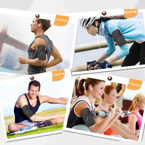 Phone Holder Arm Band, Small Crossbody Shoulder Holsters Bag with Arm Bands, Fits iPhone and Android, Use for Running, Walking, Hiking & Biking (6.7 Inches, Black)