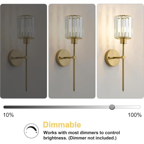 KARTOOSH Hardwired Crystal Wall Sconces Set of 2