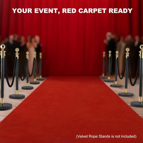 450GSM Thick Dark Red Carpet Runner, 3x10 FT Event Carpet,with TPR Rubber Non-Slip Backing for Wedding, Party, Indoor & Outdoor Use
