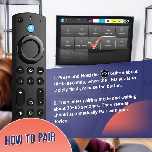 Replacement Firestick Remote Control Fit for Fire Smart TV Stick 4K MAX/4K (1st/2nd Gen), TV Stick 2nd Gen/3rd Gen/Lite/HD, TV Cube (1st/2nd/3rd Gen),Smart TV (3rd Gen)