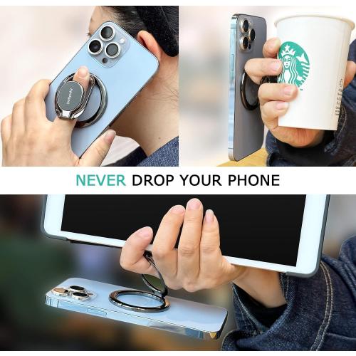 Doflyesky Magnetic Phone Ring Holder for iPhone, Double Adjustable Gym Phone Grip Holder and Stand Removable for Magsafe Case, iPhone 17/16/15/Pro Max Plus SE