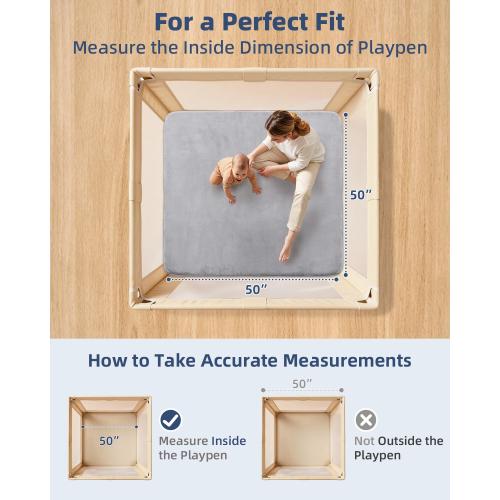 SEPARO Thick Baby Play Mat for Floor,50 x 50 Playpen Mat,Tummy Time Foam Mats,Ultra Soft Support & Plush Feel,Easy Care with Non-Slip Cushioned for Infant,Kids and Toddler Crawling,Grey