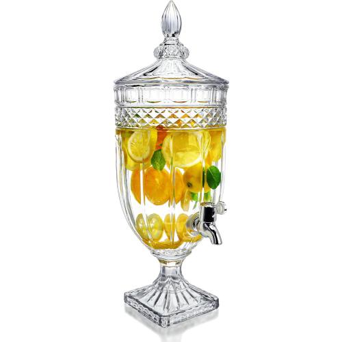 GLASS 1.3 Gallon Glass Beverage Dispenser with Spigot Glass Drink Dispenser for Parties Wide Mouth Juice Beverage Server for Wedding Party Bar Leak Proof Beverage Dispenser