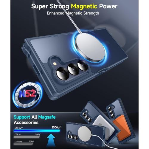 LeYi for Z-Fold-6 Case: Samsung Z Fold 6 Case [Compatible with MagSafe] with 2Pcs Screen Protector, Magnetic Integrated Structure Shockproof Protective for Galaxy Fold 6 Case, Royal Blue