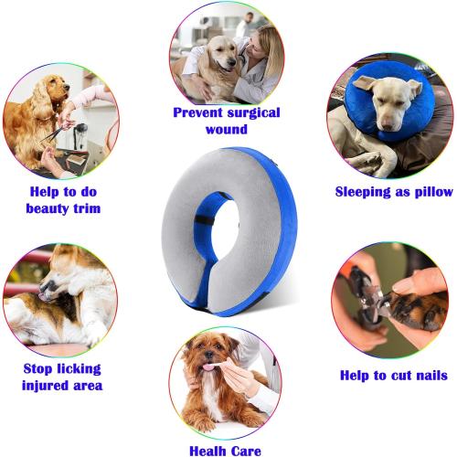 Katoggy Inflatable Cone Collar for After Surgery, Soft Adjustable Blow up Donut E-Collar for Small Medium Large Dogs and Cats