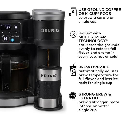 Keurig K-Duo Hot & Iced Single Serve & Carafe Coffee Maker – MultiStream Technology, 72oz Reservoir, Ideal for Holiday Hosting & Gift Giving (Gen 2)
