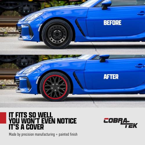 Set of 4 Hubcaps Wheel Cover Black Red Universal, Fits Steel Wheels, Tapas para Rines, (15” inch R15), Fits Toyota Corolla Honda Civic Nissan Altima Sentra Chevy Mazda Dodge Ford