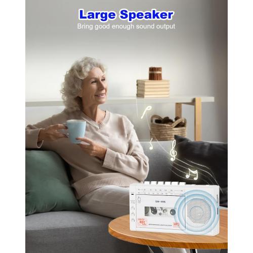 Portable Cassette Tape Player to Digital Converter via USB/SD Card, Record to Cassette/U Disk/SD Card via Mic, Power by AC or AA Battery, Portable Cassette Recorder with Speaker and Headphone Jack