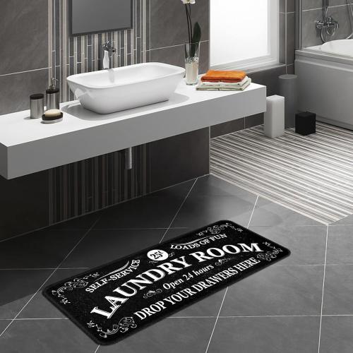 Runner Rug, Farmhouse Kitchen Floor Mat, Non Slip Laundry Room Decor, 20 X 47 inch, Black