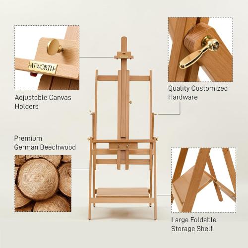 Size 93 Large Wooden Easel for Painting: Artist H Frame Easel Stand with Upgrade Hardware- Hold Canvas up to 93 - Professional Art Easel for Adults