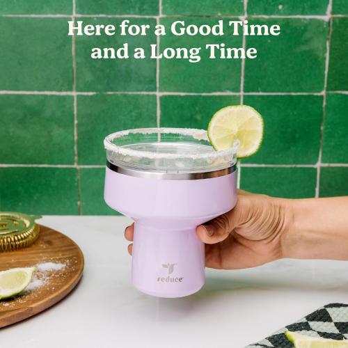REDUCE Saltini 16oz Margarita Tumbler - Insulated Cocktail Glass with Lid | 360 sippable martini glass alternative,keeps drinks cold for 10 hours,Ocean Breeze,saltable splash-proof lid,cocktail tumbler