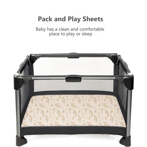 Mini Crib Sheets, 100% Soft Cotton Pack and Play Sheets for Pack N Play Mattress, Playard Baby Crib Sheets for Baby Girls (Floral, Pink)