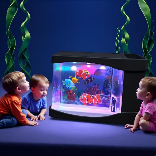 Lightahead® Artificial Mini Aquarium A Sensory Multi Colored LED Swimming Fish Tank with Bubbles