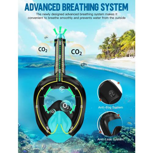 Zenoplige Full Face Snorkel Mask Adults,Dry-Top Snorkeling Gear with Camera Mount,Foldable 180-Degree Panoramic Scuba Mask for Snorkeling Diving Swimming Travel,Snorkel Mask Anti-Fog & Anti-Leak