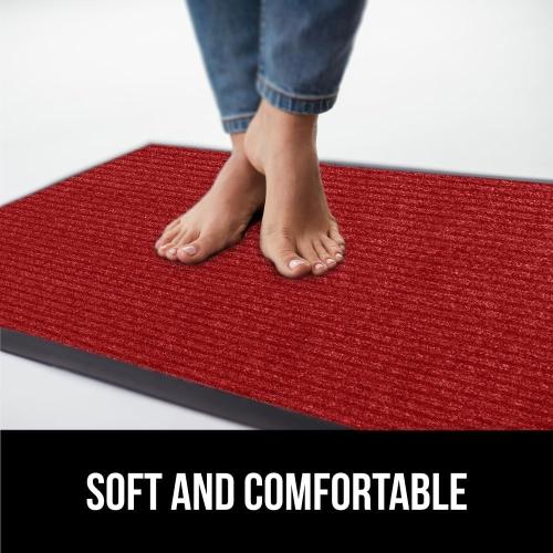 GORILLA GRIP Waterproof Traffic Guard Door Mat, 72x48, Heavy Duty Entryway Mats, Strong Backing Commercial Utility Rugs for Office Hallway, Garage Floor and Home, Low Profile Carpet Runner, Red