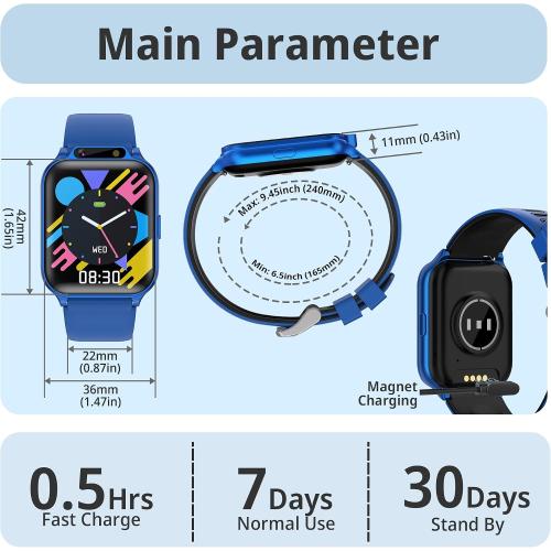 Kids Smart Watch with Fitness Tracker, Waterproof, Heart Rate/Sleep Monitor, Sport Mode, Camera, Video, Recorder, Music, DIY Wallpaper, Game, SOS Button, NO APP/Phone, Gifts for Boy Girl 4-13 Year Old