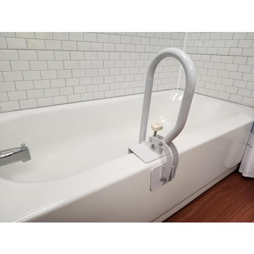 Carex White Bathtub Rail - Grab Bars for Bathroom, Bathtubs & Showers - Side Hand Grip Railing & Support - Shower Handle & Bath Tub Bar Clamps for Seniors & Elderly