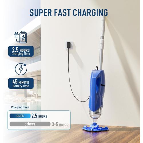 2025 Upgraded Handheld Pool Vacuum Cleaner for Above Ground & Inground Pools - Cordless Pool Cleaner w/18.5GPM Suction, Telescoping Pole(20-69in), 2 Brush Heads - Ideal for Spas & Hot Tubs