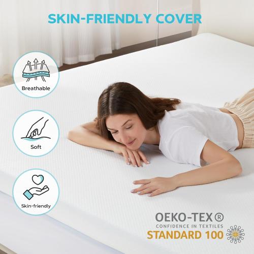 4 Inch Memory Foam Matress Topper Full, Mattress Pad for Back Pain Relief, Bed Topper with Removable Cover, Dual Layer Gel Mattress Topper,