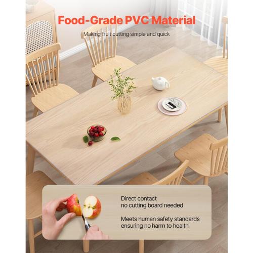 VEVOR  Large Clear Table Cover Protector, 1.5mm Thick PVC Plastic Tablecloth, Waterproof & Oil Spill Proof, Customizable Rectangle Table Cover for Writing Desk, Coffee Table, Dining Room Table