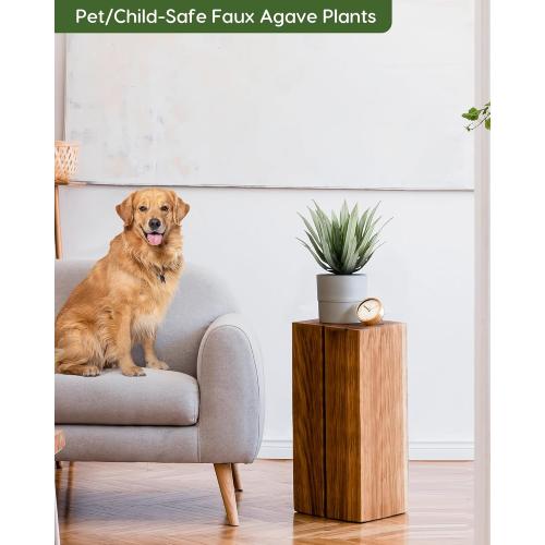 Velener Artificial Outdoor Agave Plants, Light Green Outdoor Faux Plants with Broad Sword-Shaped Leaves, Small Size UV Resistant Fake Agave Plants for Indoor and Outdoor Decor(14 Inch)-2 Pack