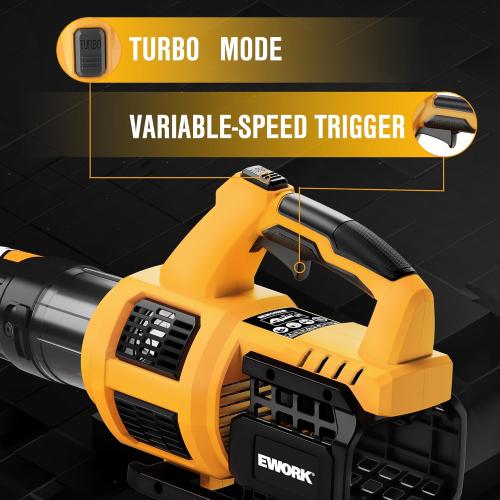 EWORK Cordless Leaf Blower, 21V Electric Handheld Blower with 2X 3.0Ah Batteries & Fast Charger, 550CFM 150MPH Lightweight 3.2Lbs for Lawn Care Yard Patio Cleaning - Yellow