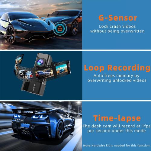 Dash Cam 4K WiFi Front Dash Camera for Cars, E-YEEGER Car Camera Mini Dashcams with App, Dashboard Camera with 24H Parking Mode, Night Vision, Loop Recording, Free 32G Card, Support 256G Max