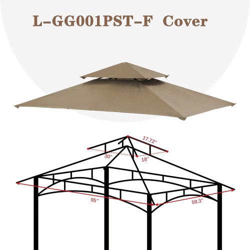 SCOCANOPY 8x5 Ft Replacement Grill BBQ Gazebo Top Compatible with Grill Gazebo Frame Model L-GG001PST-F,L-GG001PST-H,L-GG001PST-F2,(Khaki)