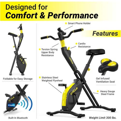 STEALTH GAME CYCLE: Full-Body Workout X-Bike, Gamified Cardio with 5 Free Games, Foldable Magnetic Cycle, Phone Holder   Free Fitness App (Optional Premium Subscription)