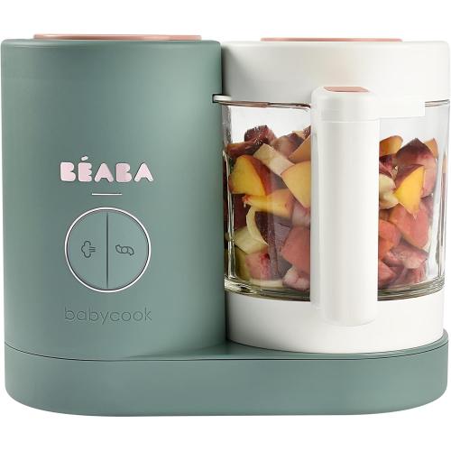 BEABA Babycook Neo, Baby Food Maker, Glass Bowl Baby Food Processor, 4 in 1 Steam Cook & Blender, Stainless Steel Steam Basket, Easy Clean Reservoir, 5.5 Cup Capacity, Eucalyptus