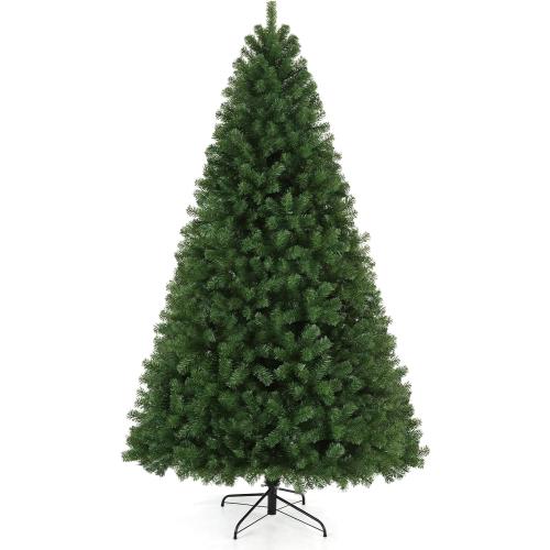 6ft Christmas Tree Green Premium Hinged Spruce Holiday Artificial Tree, Un-lit Automatic Open Easy Assembly & Party Decoration, Foldable Metal Stand