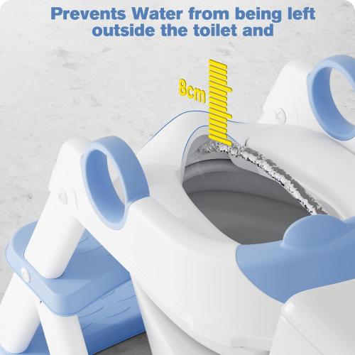 Potty Training Seat, Upgrade Toddler Toilet Seat for Kids Boys Girls, 2 in 1 Potty Training Toilet for Kids, Splash Guard Anti-Slip Pad Step Stool(Blue)