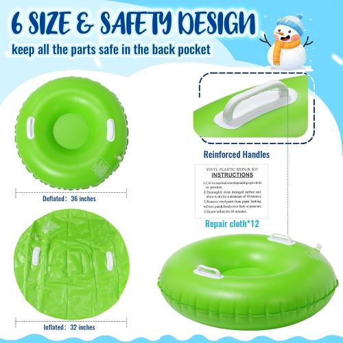 Shappy 2 Pack 36'' 40'' 47'' Snow Tube Inflatable Snow Sleds Heavy Duty Sleds Adults for Winter Outdoor Sports Toboggan with Handles Thickened Bottom