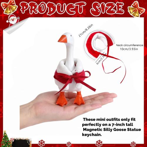 Christmas Mini Desk Goose Outfit 7inch Magnetic Silly Goose Statue Keychain Clothes Costume for Table Desk Key Holder Decoration