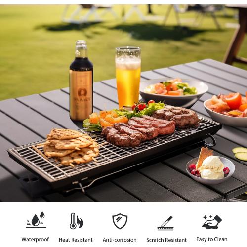 ALPHA CAMP Folding Camping Table, Portable Roll-up Table with Adjustable Height, Large Storage Bag and Carrying Bag, Tall Aluminum Table for Indoor & Outdoor Picnic BBQ Backyards Beach