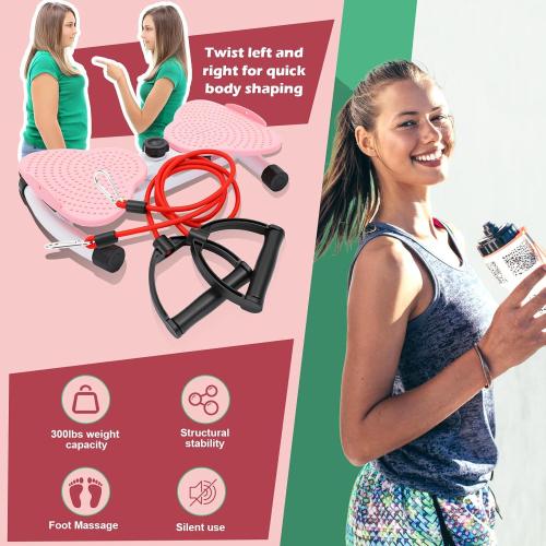 Waist Twister Board,Ab Machine Exercise Twist Boards with 300 lbs Weight Capacity,Waist Sculptor Twist for Slim Waist and Core,Noiseless Balance Board Home Gym Exercise Equipment (Pink)